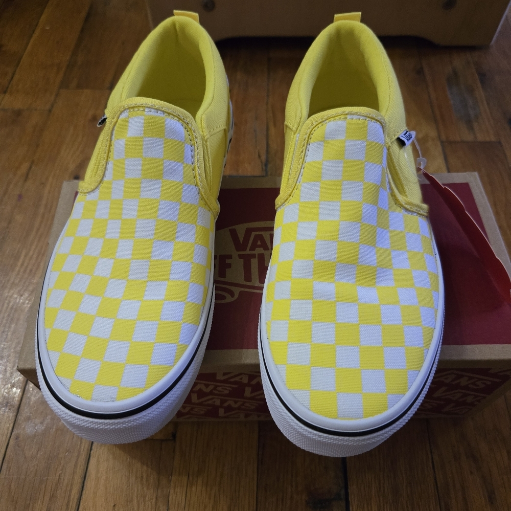 Vans Asher, size 3.5, yellow, checkered